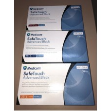 Рукавички нітрилові непудровані, чорні, L 100 шт, SafeTouch Medicom